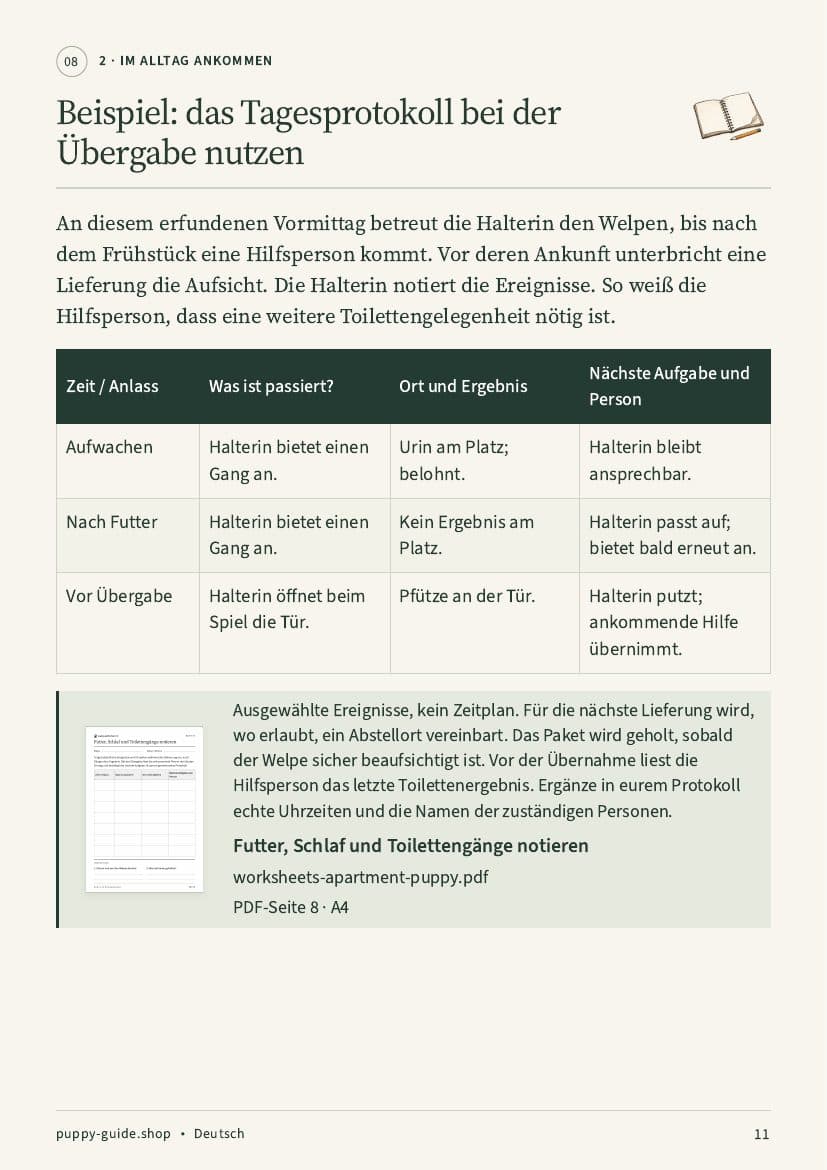 Beispiel: das Tagesprotokoll bei der Übergabe nutzen · Seite 11