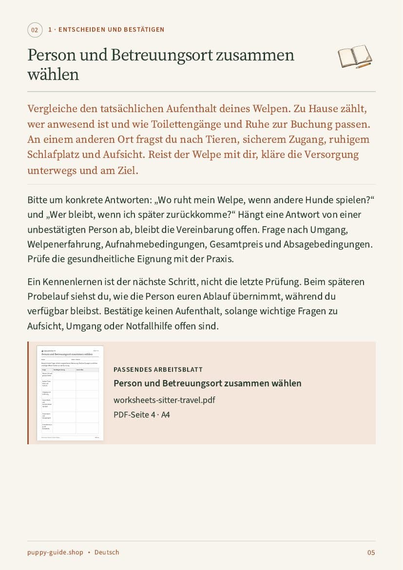 Person und Betreuungsort zusammen wählen · Seite 5