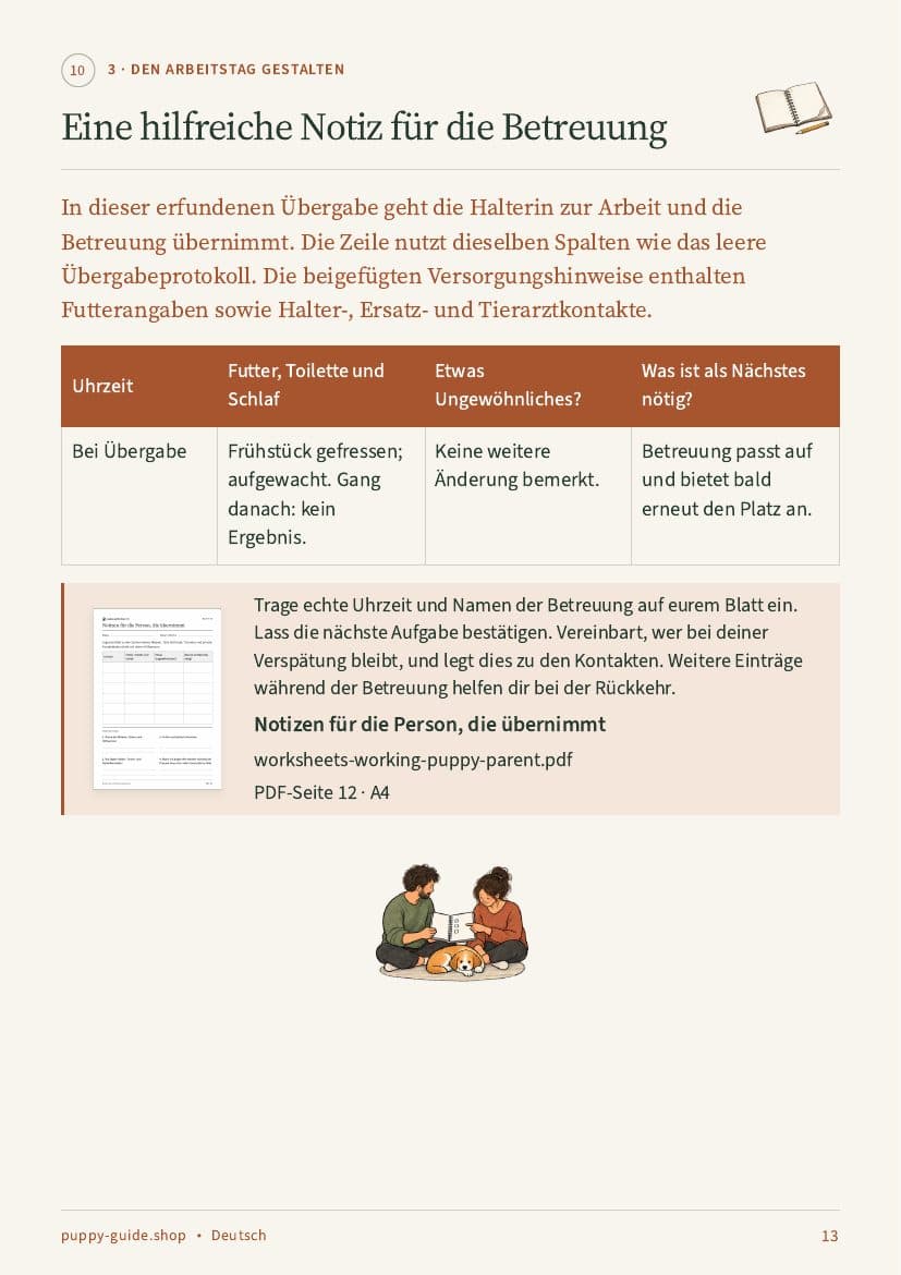 Eine hilfreiche Notiz für die Betreuung · Seite 13