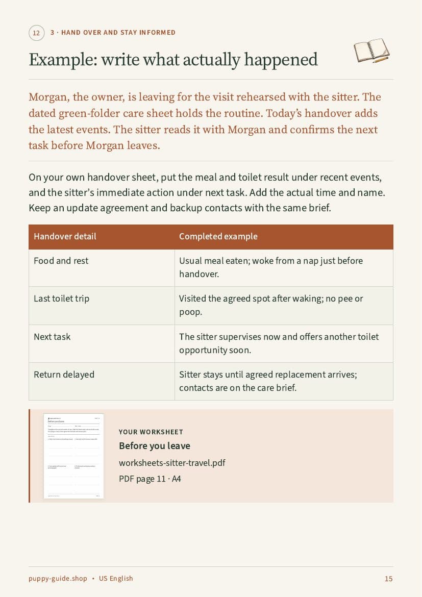 Example: write what actually happened · Page 15